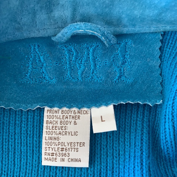 AMI Leather Jacket Women in size Large/French Blue - Picture 6 of 6